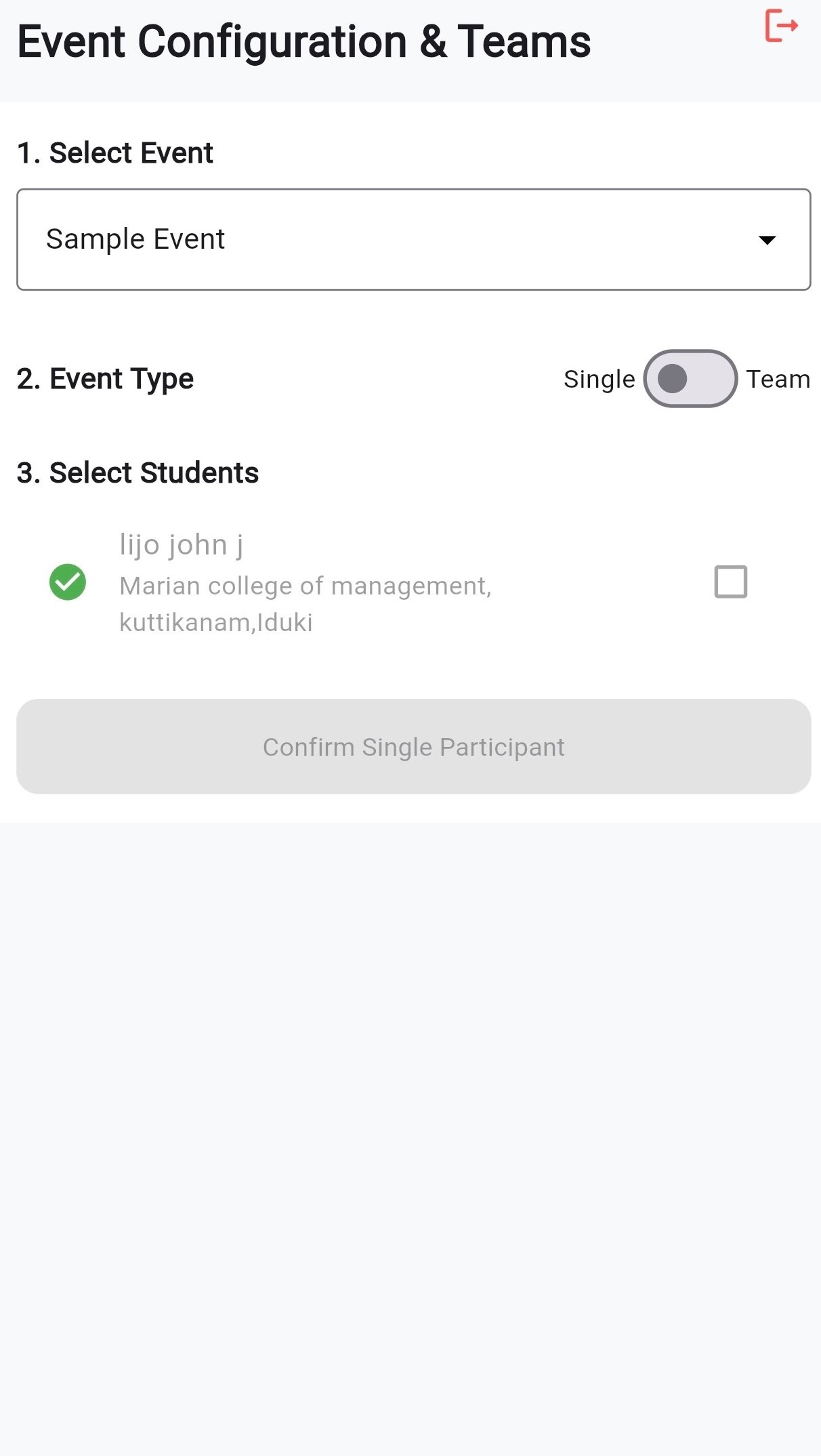 Events Mark Entry